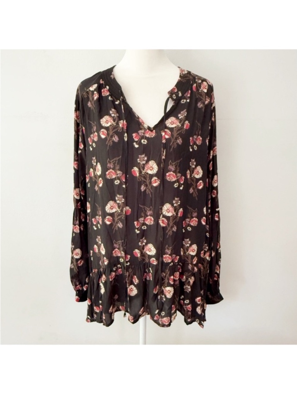 Falls Creek Women Y2K Floral Boho Long Sleeve Top 2X Bohemian Peasant Romantic